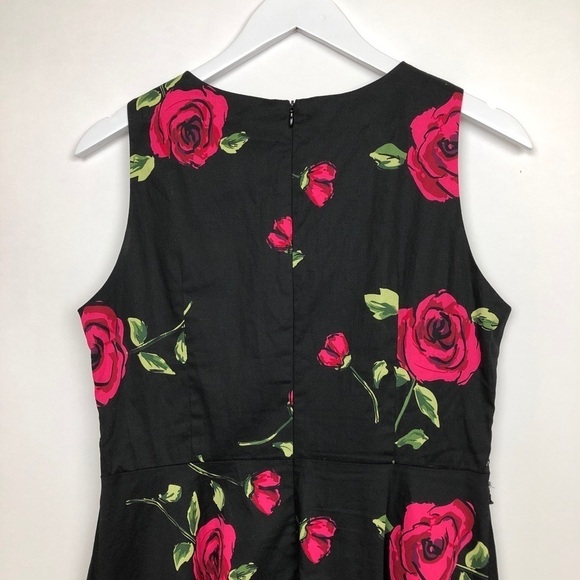 Homeyee Floral Cocktail Black MIDI Dress Large - Picture 8 of 11